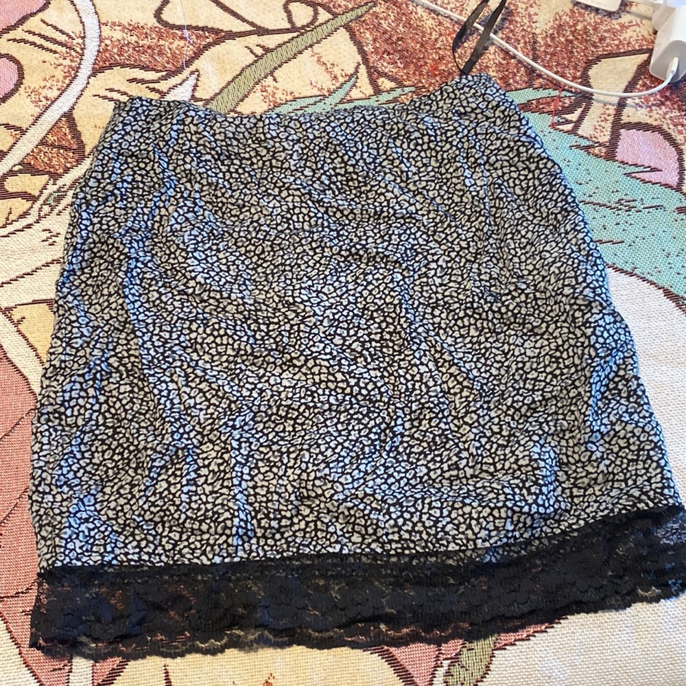 motel rocks leopard skirt with lace bottom